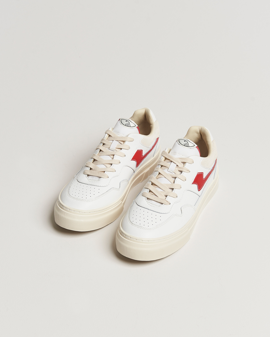 Men |  | Stepney Workers Club | Pearl S-Strike Leather Sneaker White/Red