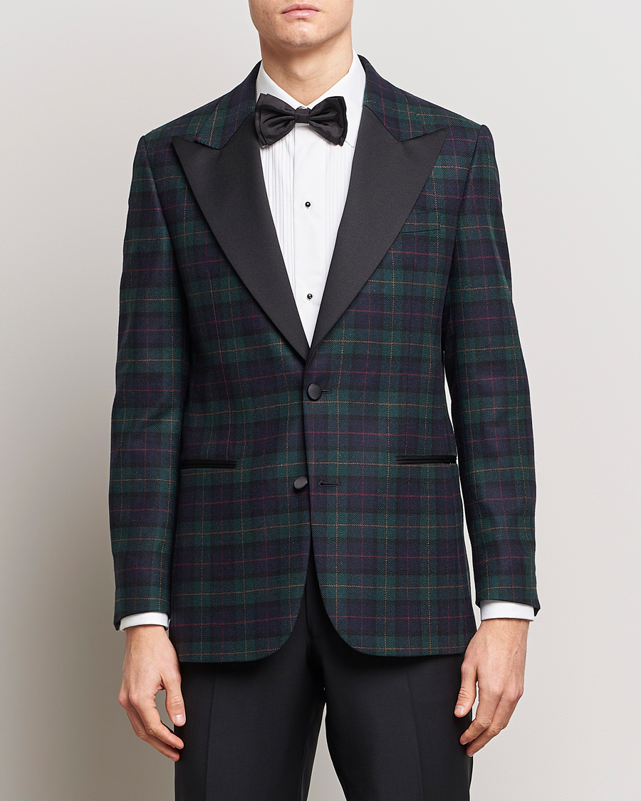 Men | Blazers | Morris Heritage | Tartan Tuxedo Blazer Navy