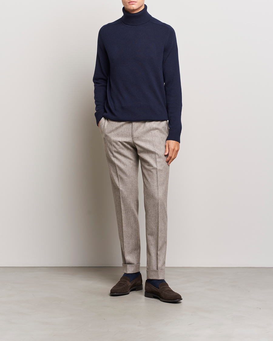 Men | Sweaters & Knitwear | Morris Heritage | Dalton Wool/Cashmere Rollneck Navy