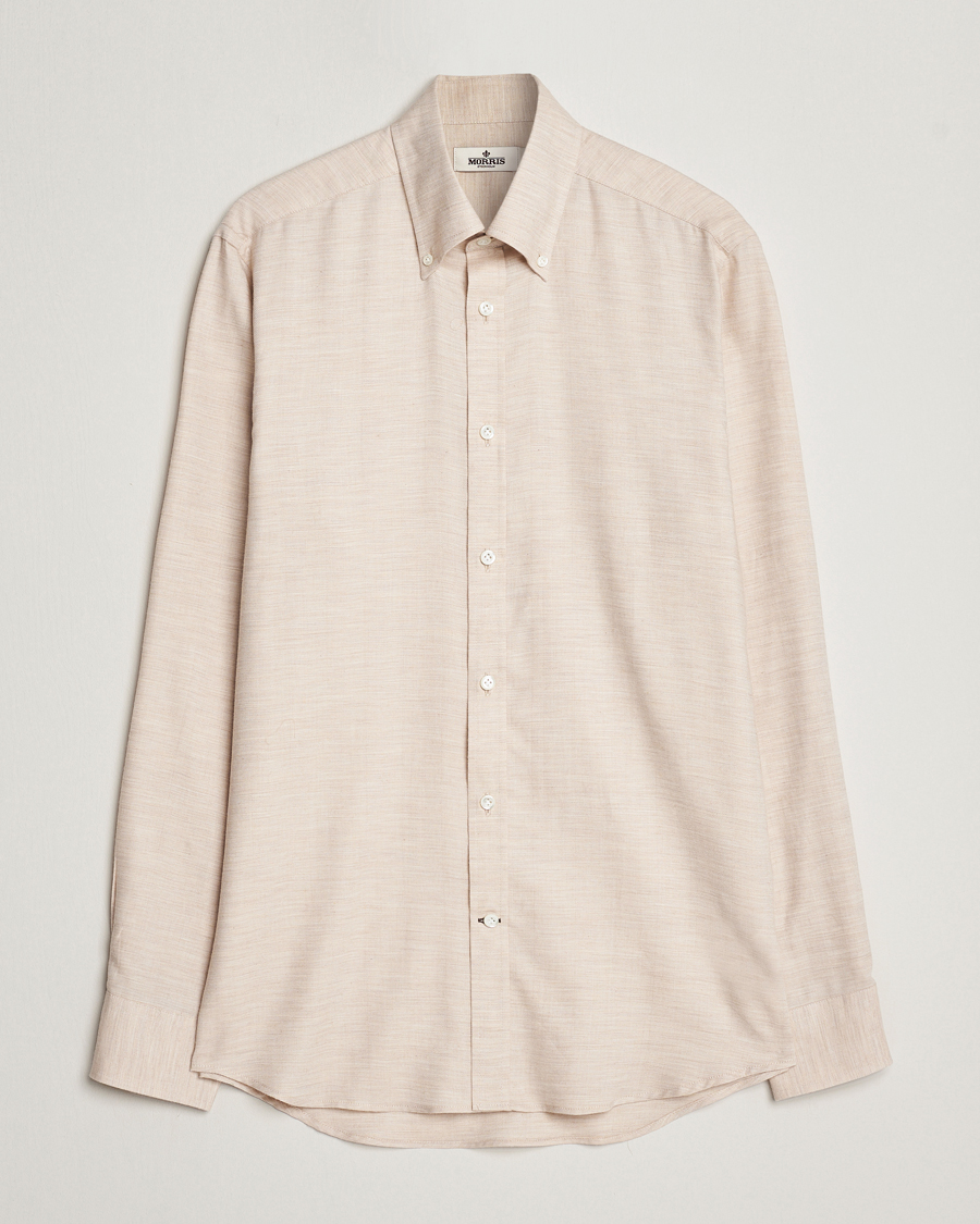 Men |  | Morris Heritage | Herringbone Brushed Cotton Shirt Khaki