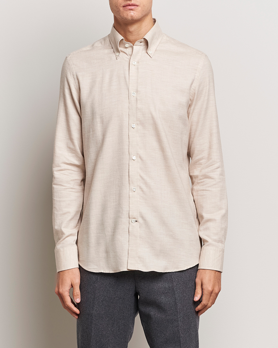 Men | Shirts | Morris Heritage | Herringbone Brushed Cotton Shirt Khaki