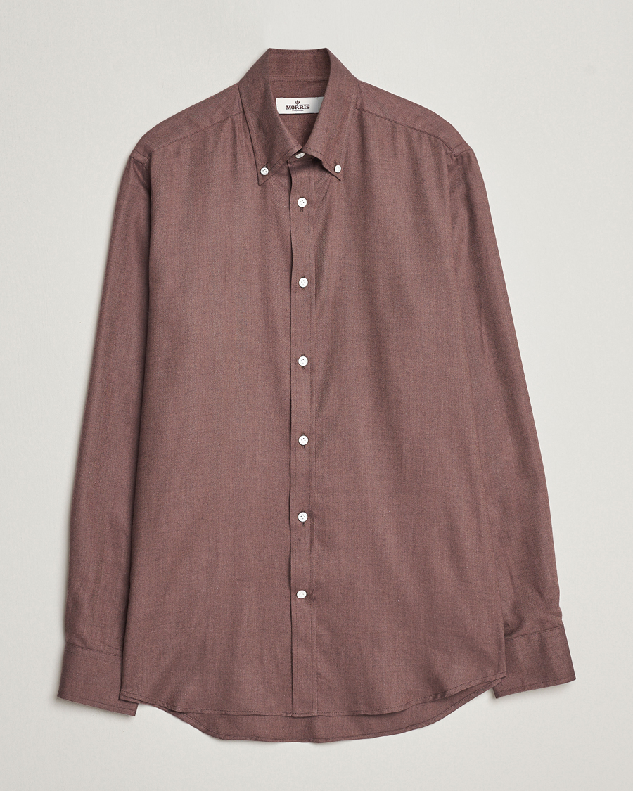 Men |  | Morris Heritage | Herringbone Brushed Cotton Shirt Brown