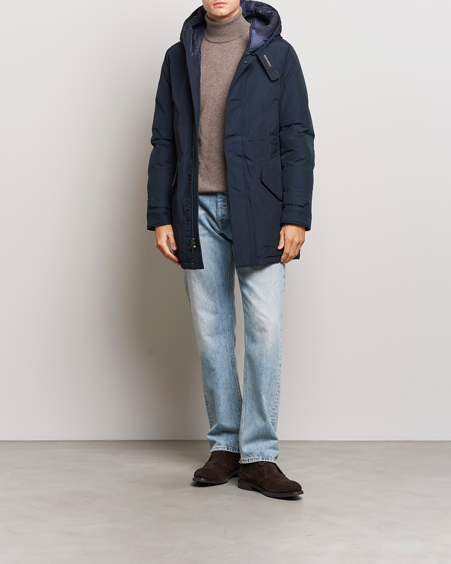 Men | Coats & Jackets | Woolrich | Polar High Collar Parka Melton Blue