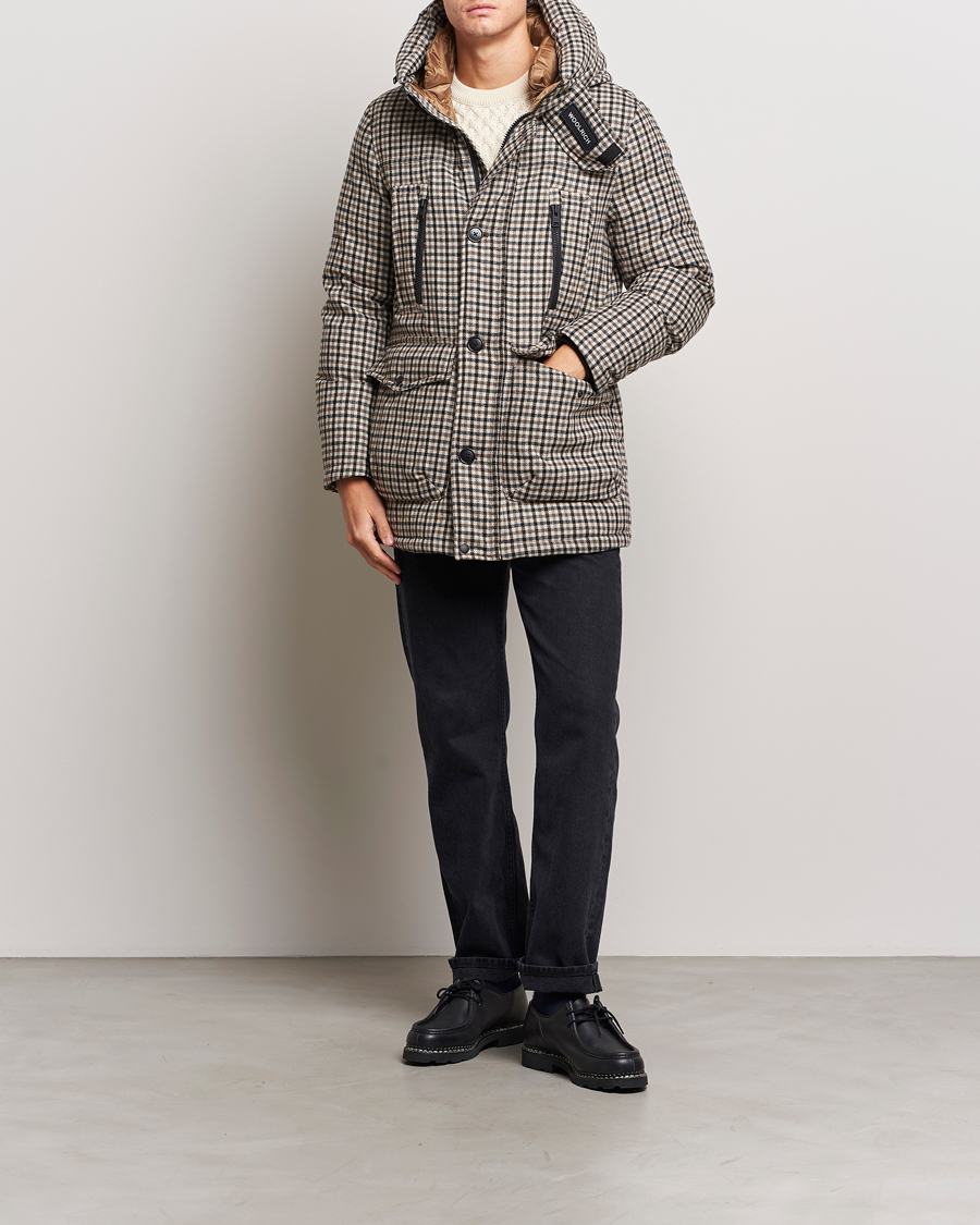 Men | Coats & Jackets | Woolrich | Wool Arctic Parka Cream Check