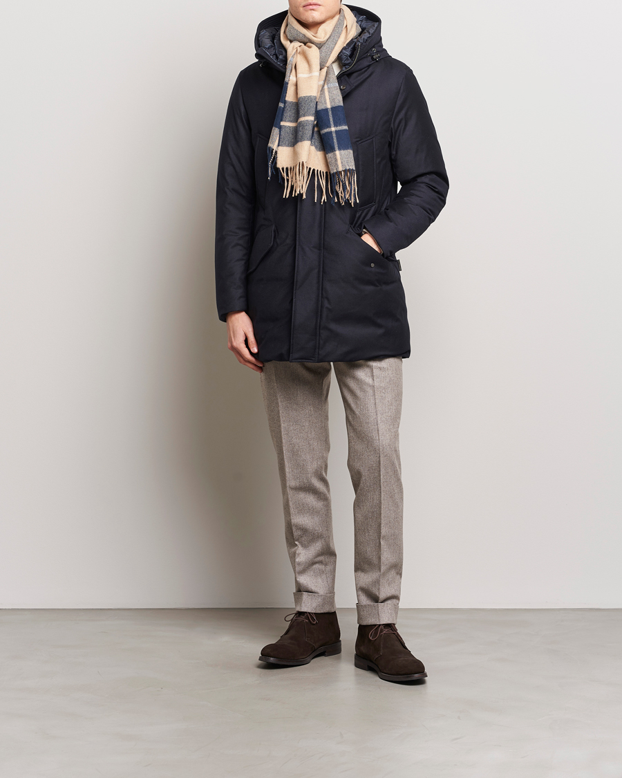 Men | Coats & Jackets | Woolrich | Luxe Loro Piana Long Parka Melton Blue