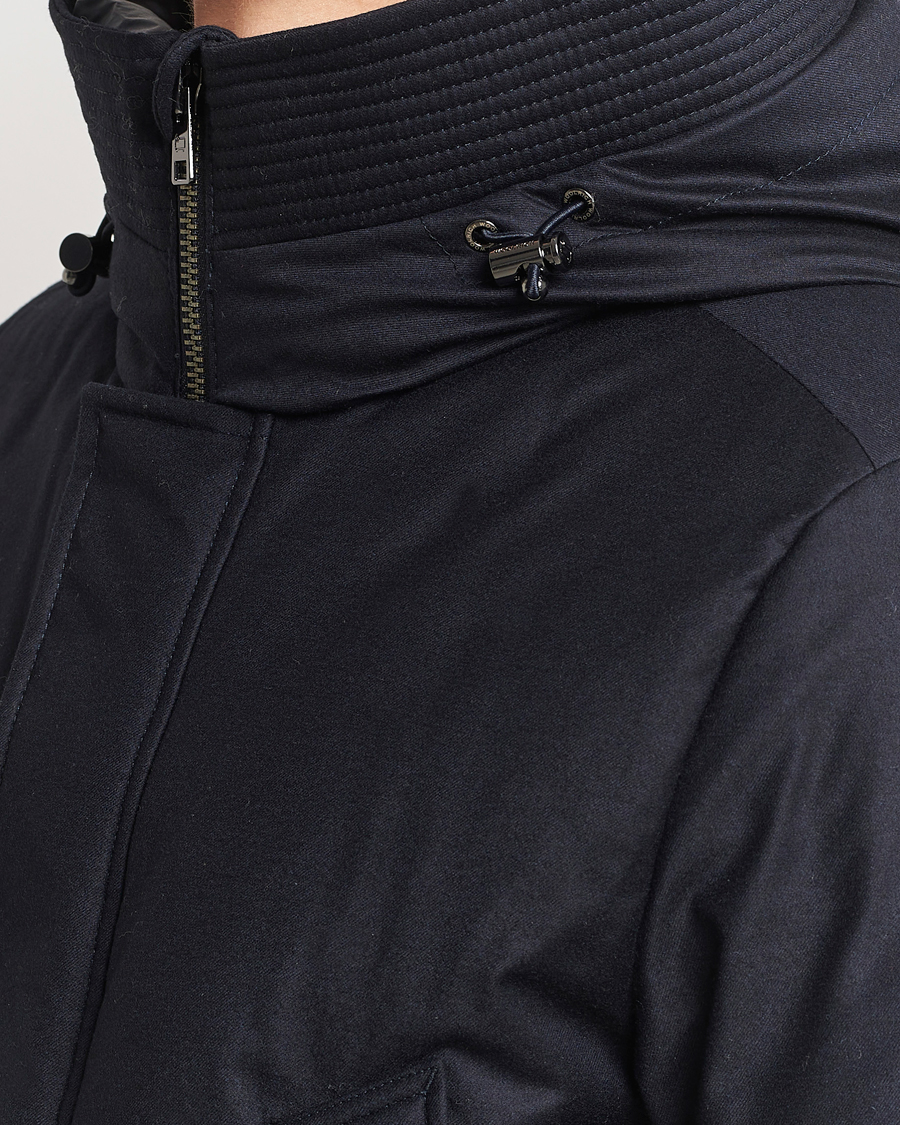 Men | Coats & Jackets | Woolrich | Luxe Loro Piana Long Parka Melton Blue