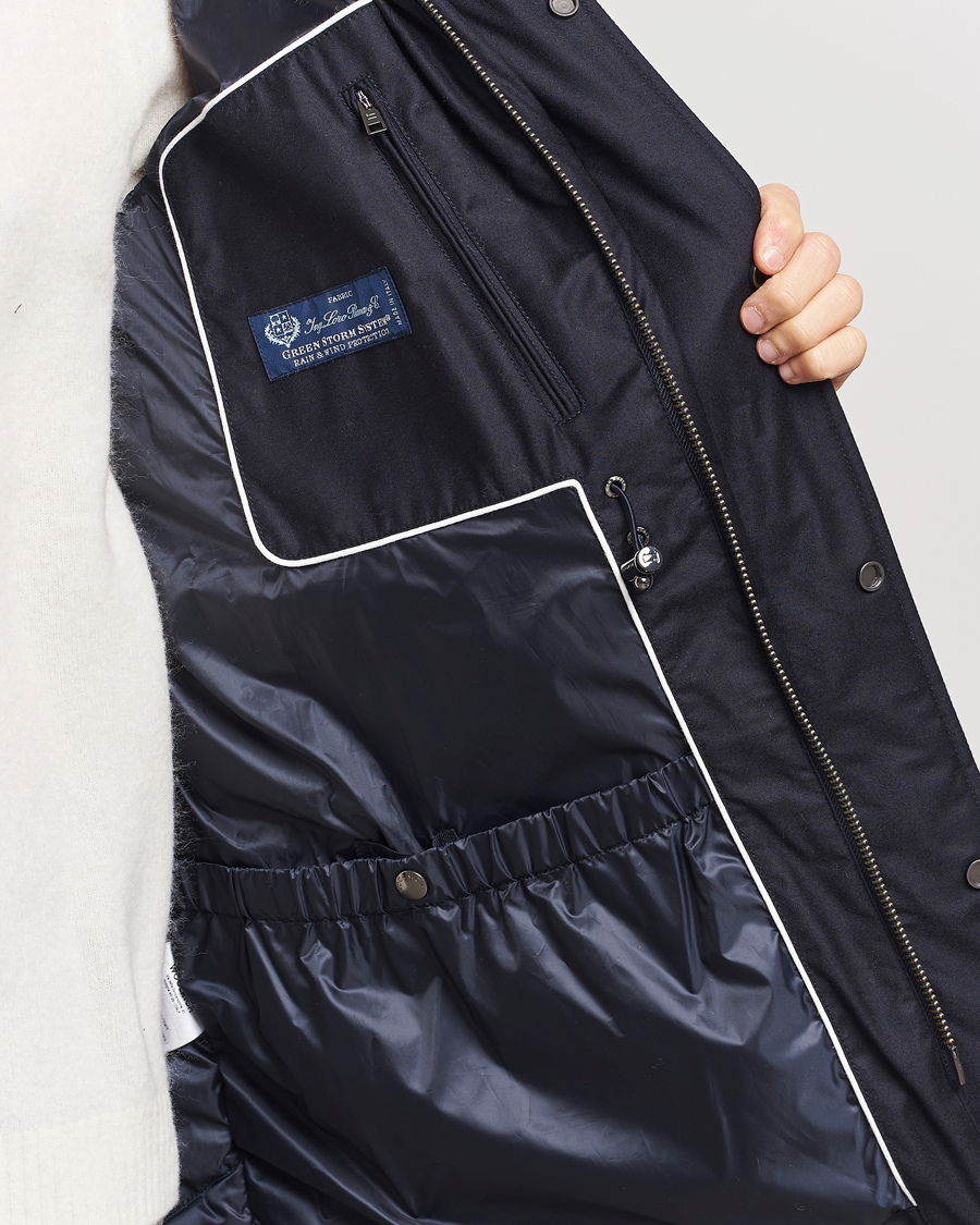 Men | Coats & Jackets | Woolrich | Luxe Loro Piana Long Parka Melton Blue