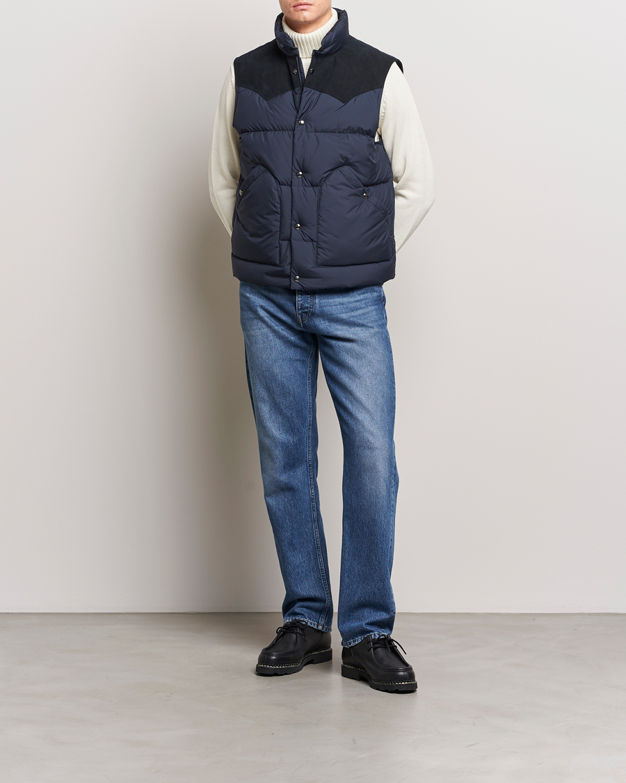 Men | Coats & Jackets | Woolrich | Western Down Vest Melton Blue