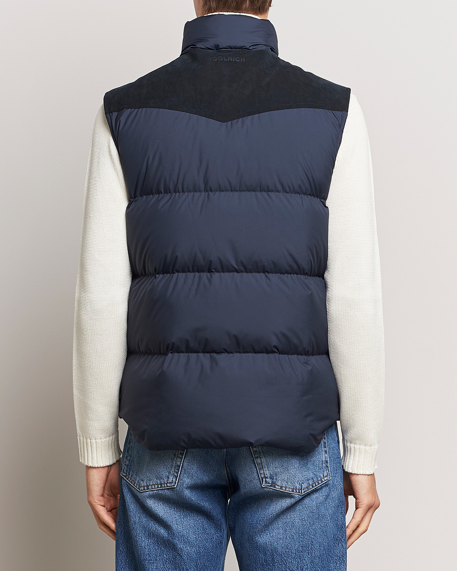 Men | Coats & Jackets | Woolrich | Western Down Vest Melton Blue