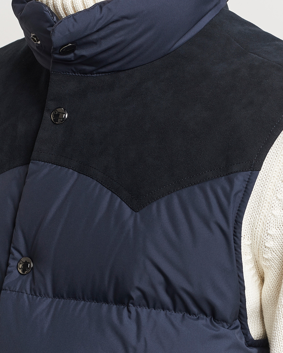 Men | Coats & Jackets | Woolrich | Western Down Vest Melton Blue