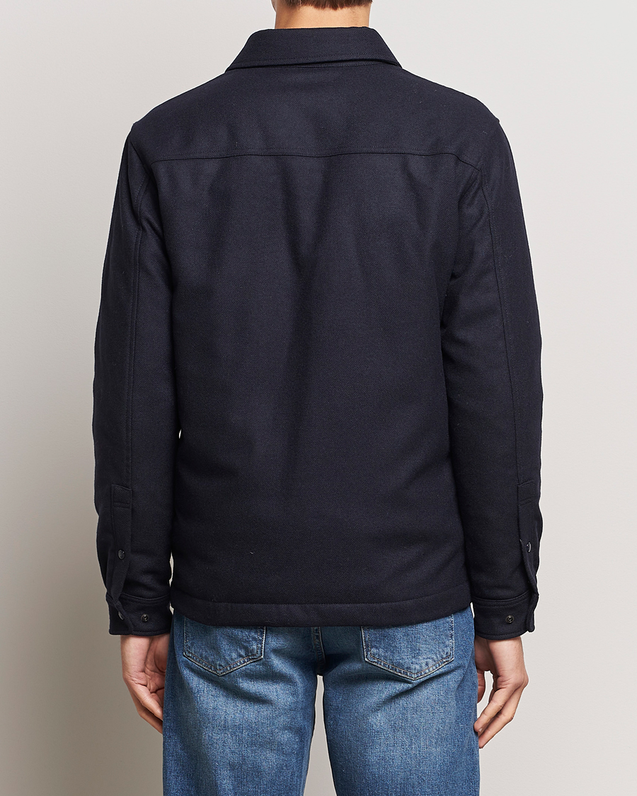 Men | Coats & Jackets | Woolrich | Alaskan Melton Wool Overshirt Melton Blue