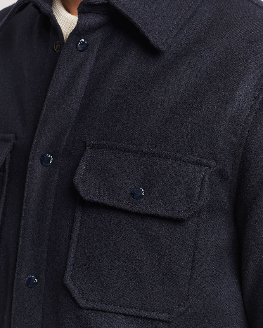 Men | Coats & Jackets | Woolrich | Alaskan Melton Wool Overshirt Melton Blue