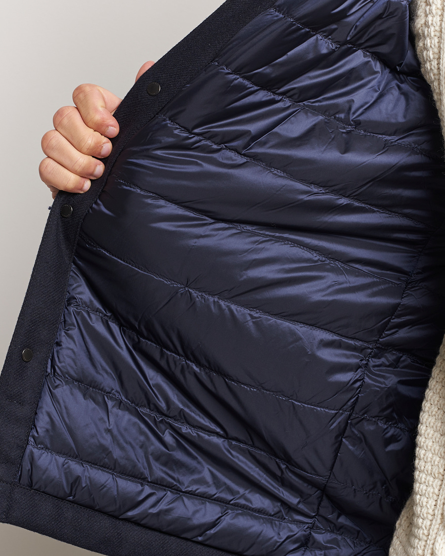 Men | Coats & Jackets | Woolrich | Alaskan Melton Wool Overshirt Melton Blue