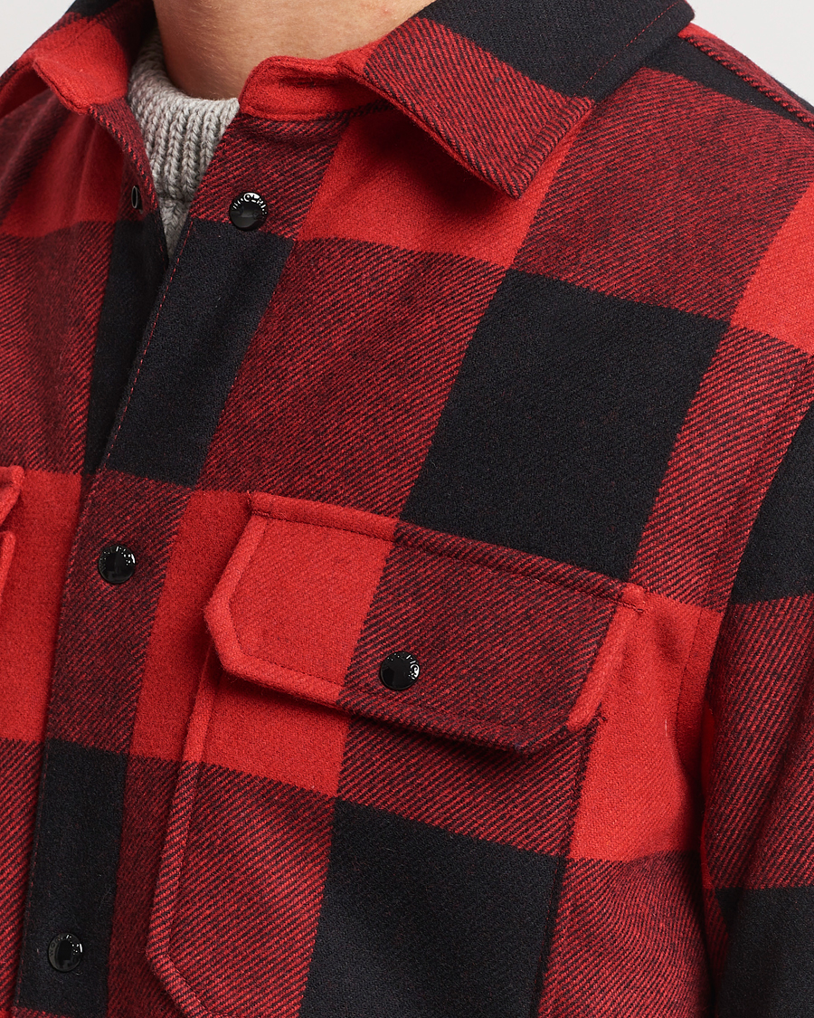 Men | Coats & Jackets | Woolrich | Alaskan Melton Wool Overshirt Red Buffalo