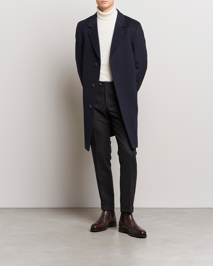 Men | Coats & Jackets | Oscar Jacobson | Shaw Wool/Cashmere Coat Navy
