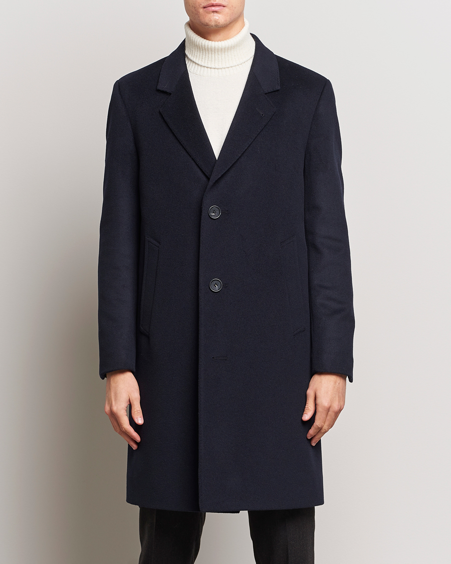 Men | Coats & Jackets | Oscar Jacobson | Shaw Wool/Cashmere Coat Navy