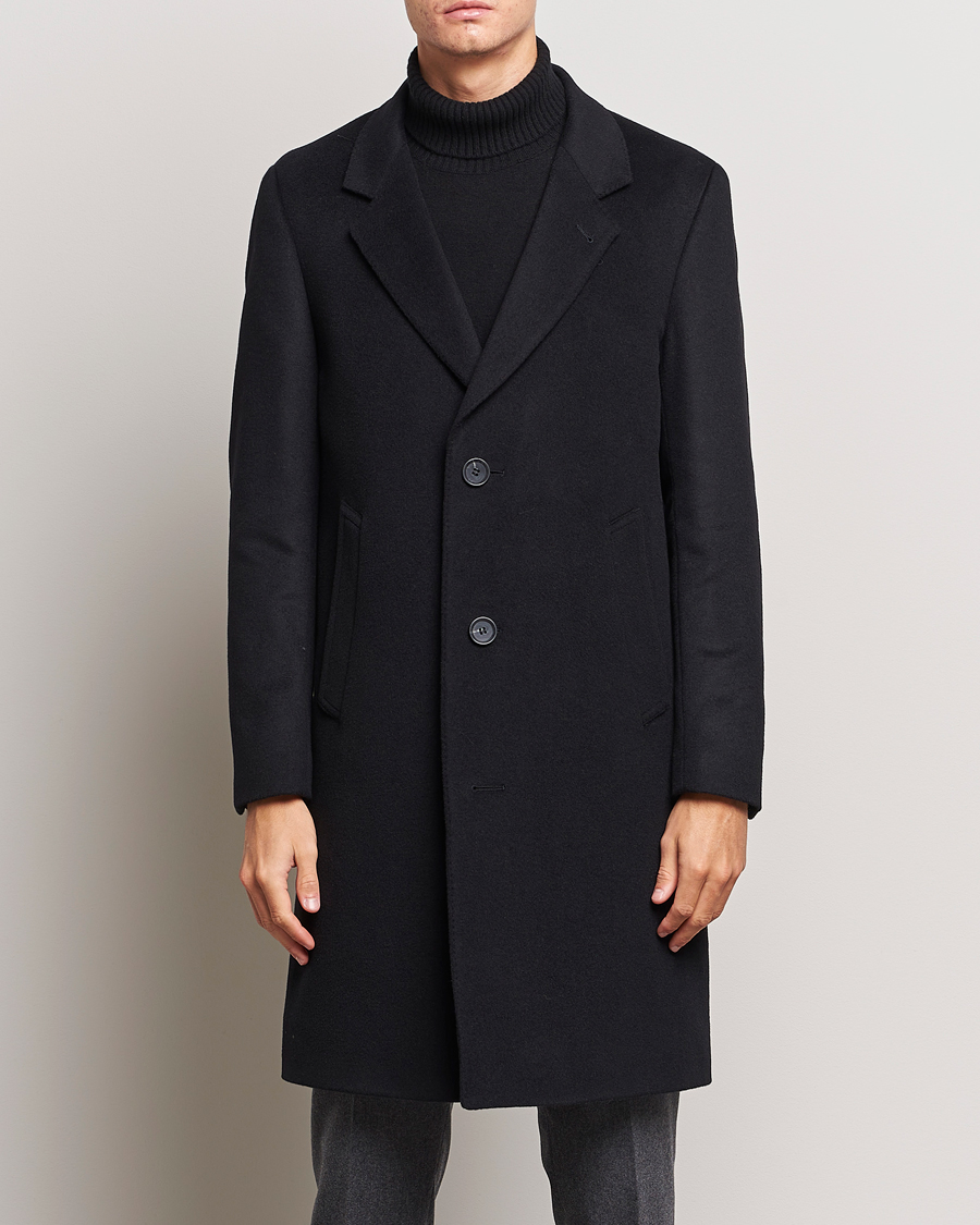 Men | Coats & Jackets | Oscar Jacobson | Shaw Wool/Cashmere Coat Black