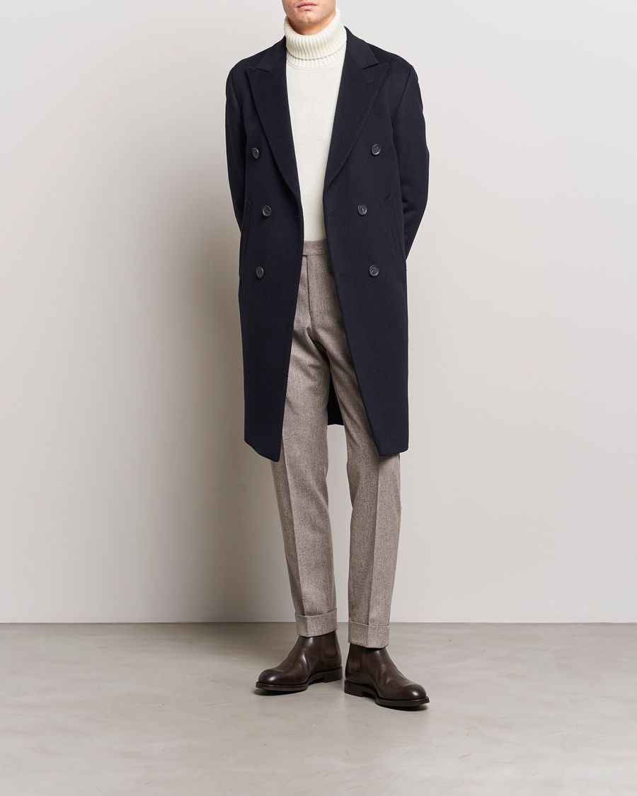 Men | Coats & Jackets | Oscar Jacobson | Slater Wool/Cashmere Double Breasted Coat Navy
