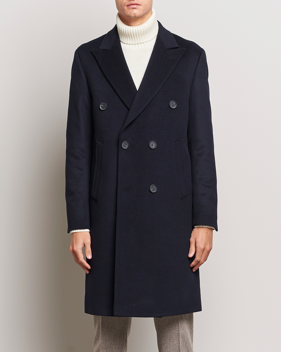 Men | Coats & Jackets | Oscar Jacobson | Slater Wool/Cashmere Double Breasted Coat Navy