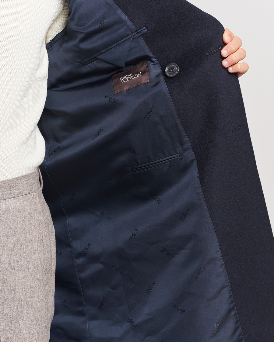 Men | Coats & Jackets | Oscar Jacobson | Slater Wool/Cashmere Double Breasted Coat Navy