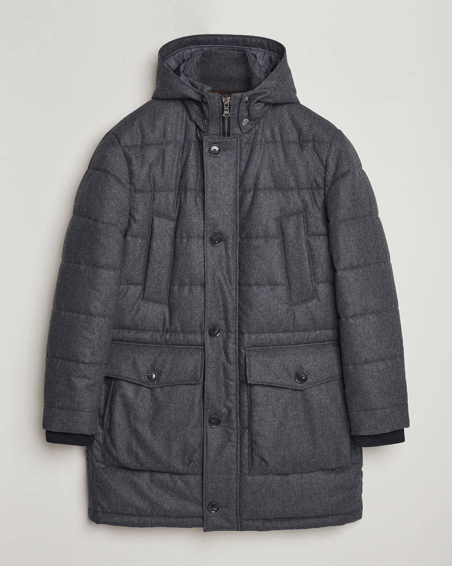 Men | Coats & Jackets | Oscar Jacobson | Stormar Padded Wool Parka Grey Melange