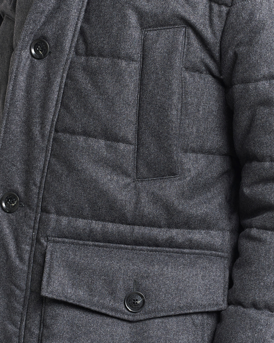 Men | Coats & Jackets | Oscar Jacobson | Stormar Padded Wool Parka Grey Melange