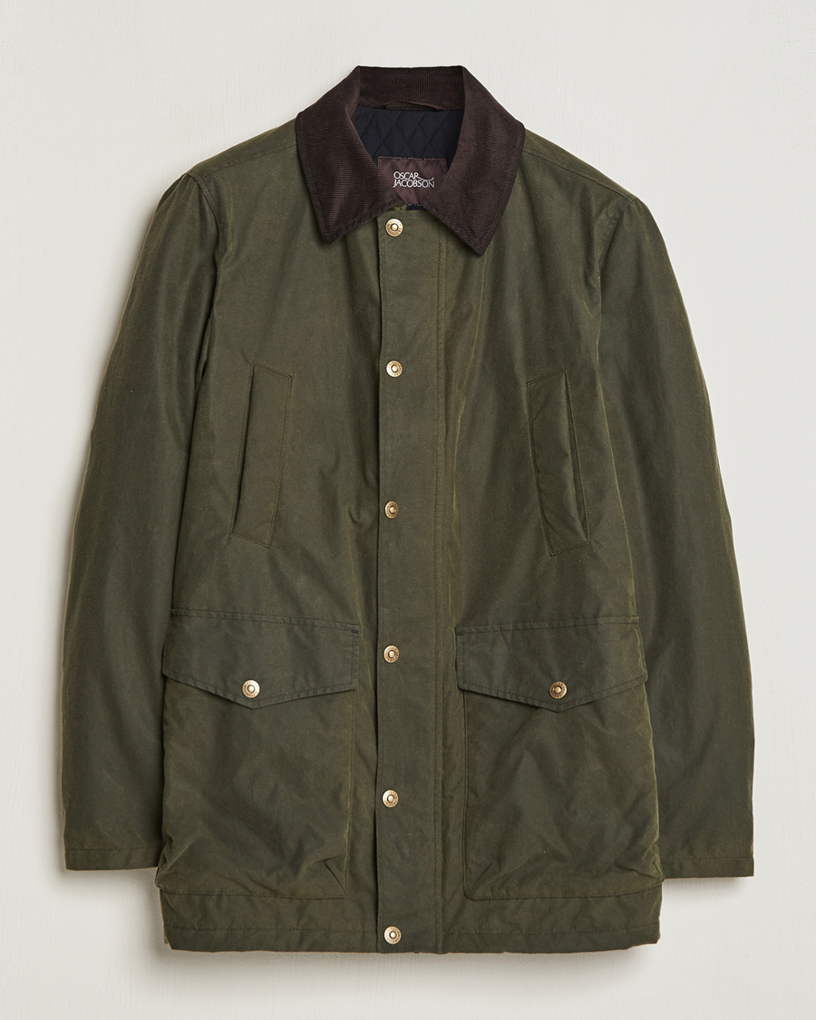 Men | Coats & Jackets | Oscar Jacobson | Colewyn Waxed Padded Jacket Olive