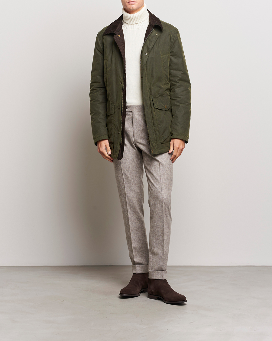 Men | Coats & Jackets | Oscar Jacobson | Colewyn Waxed Padded Jacket Olive