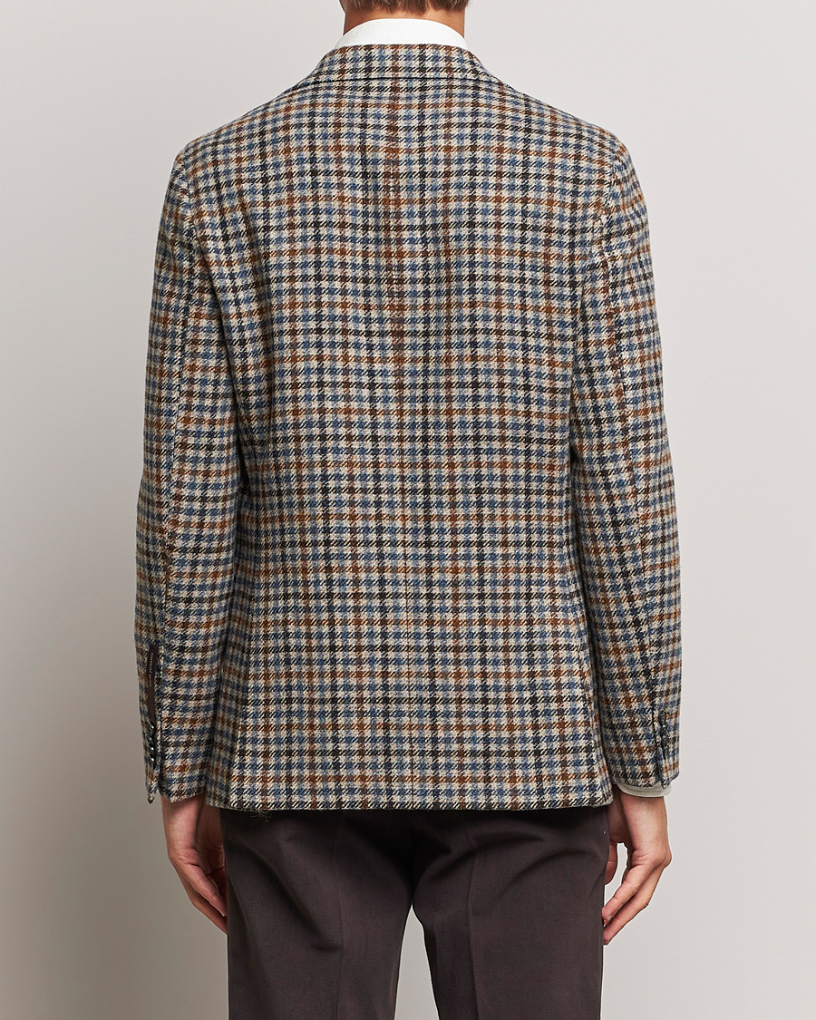 Men | Blazers | Oscar Jacobson | Fogerty Soft Small Checked Wool Blazer Blue/Brown