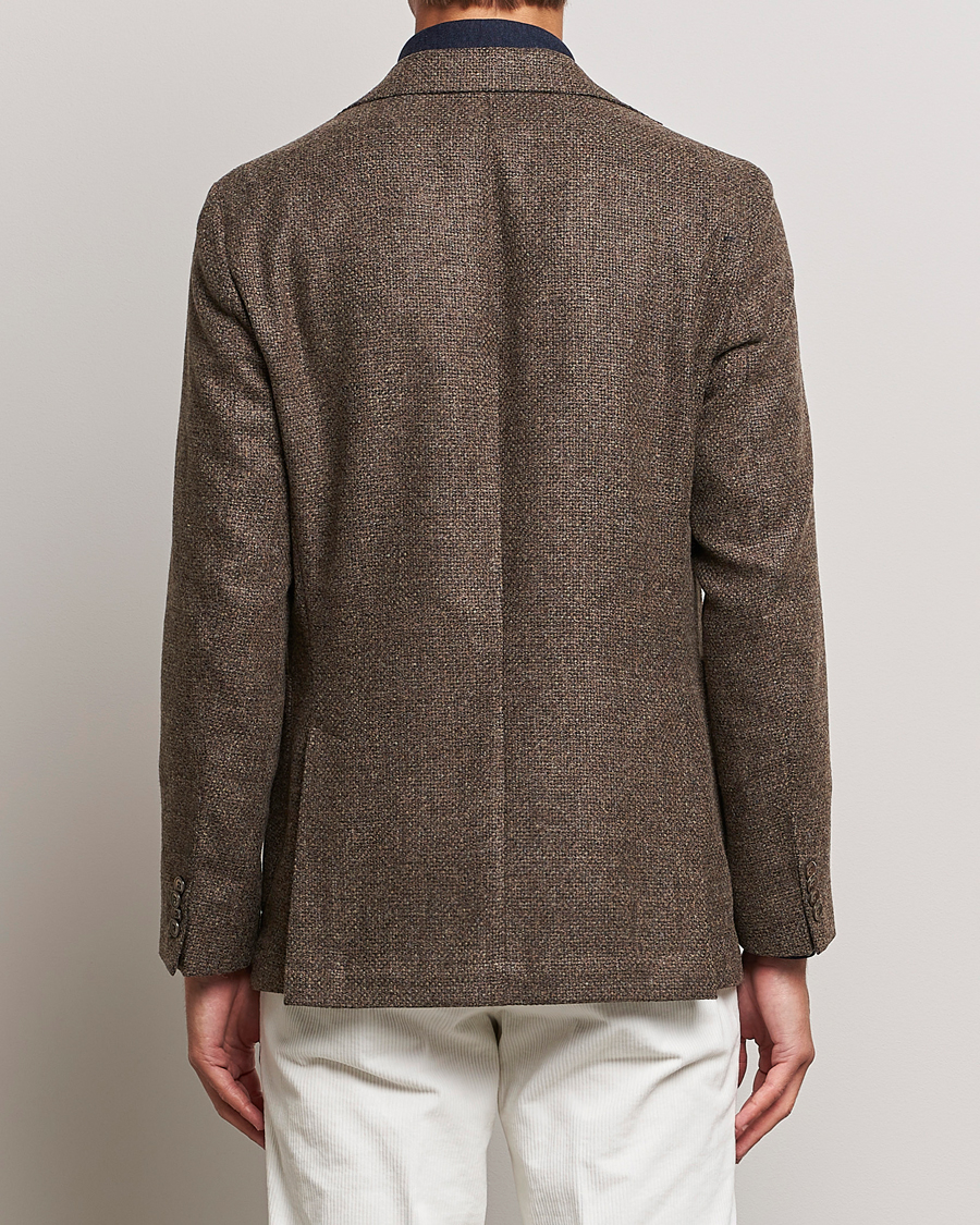 Men | Blazers | Oscar Jacobson | Ferry Patch Hopsack Wool/Cotton/Cashmere Blazer Brown