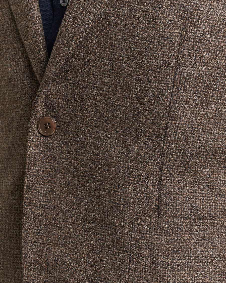 Men | Blazers | Oscar Jacobson | Ferry Patch Hopsack Wool/Cotton/Cashmere Blazer Brown