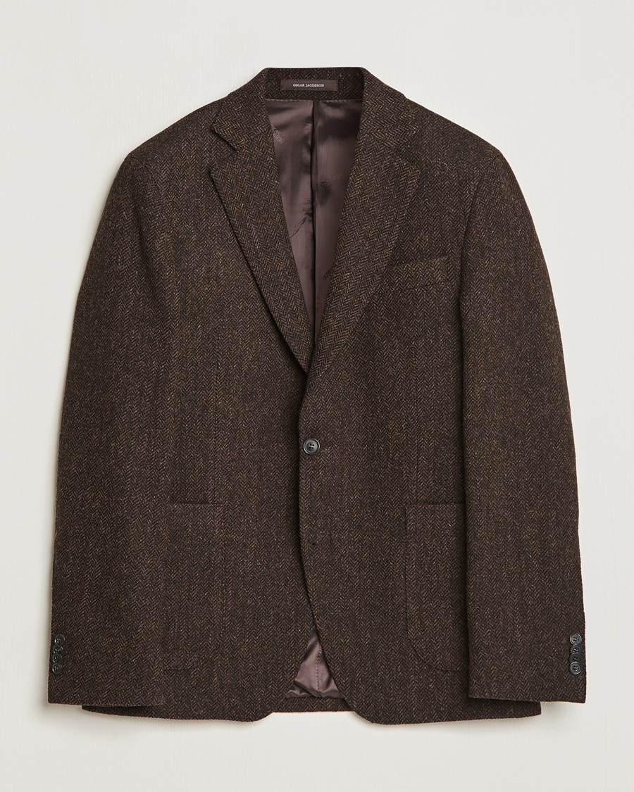Men | Blazers | Oscar Jacobson | Fogerty Moon Herringbone Tweed Blazer Brown