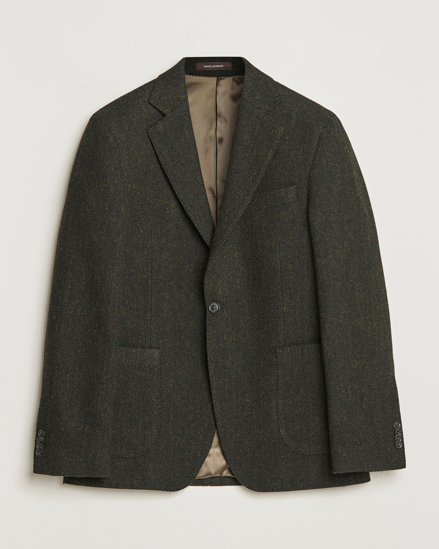 Men | Tweed Blazers | Oscar Jacobson | Fogerty Moon Herringbone Tweed Blazer Green
