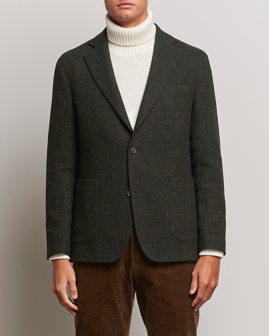 Men | Blazers | Oscar Jacobson | Fogerty Moon Herringbone Tweed Blazer Green
