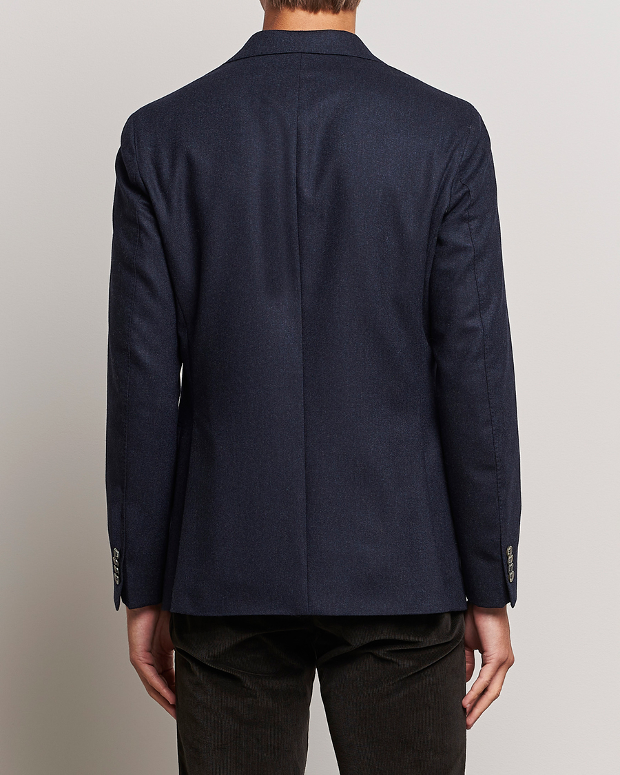 Men | Blazers | Oscar Jacobson | Ego Wool Flannel Blazer Navy Melange