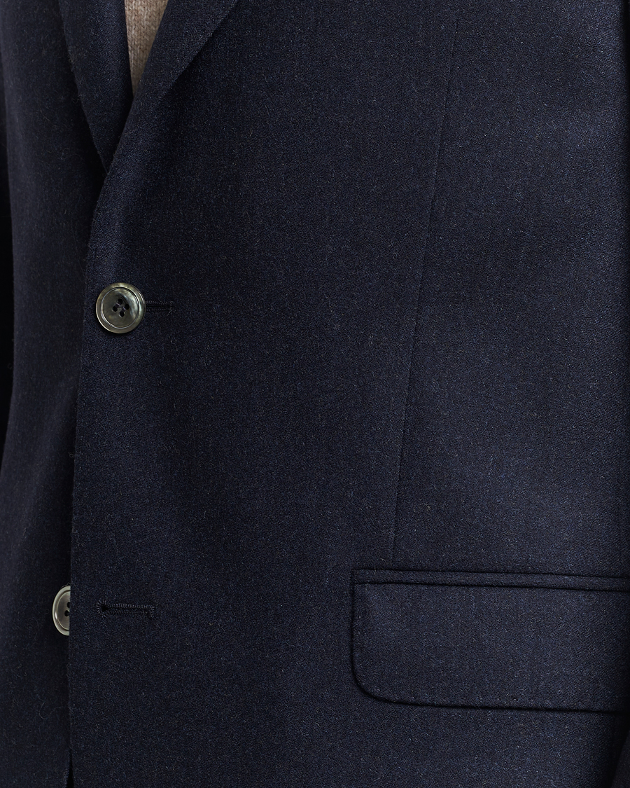 Men | Blazers | Oscar Jacobson | Ego Wool Flannel Blazer Navy Melange