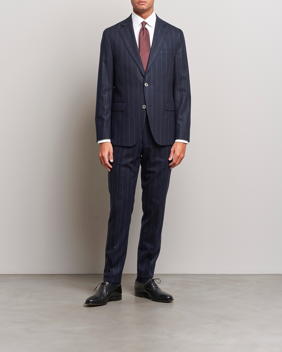 Men | Suits | Oscar Jacobson | Fogerty Denz Pinstripe Wool Suit Navy