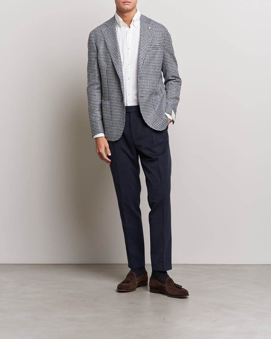 Men | Trousers | Oscar Jacobson | Delon Brushed Cotton Trousers Navy