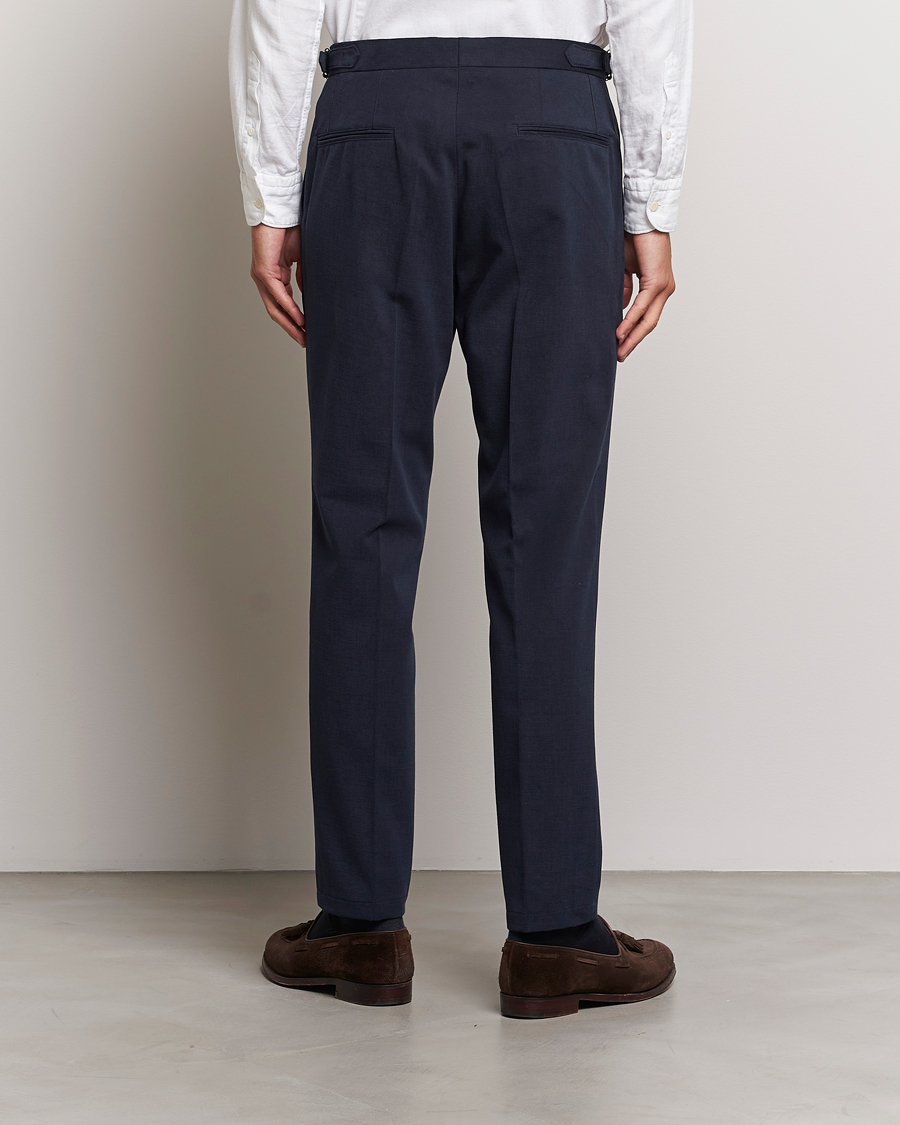 Men | Trousers | Oscar Jacobson | Delon Brushed Cotton Trousers Navy