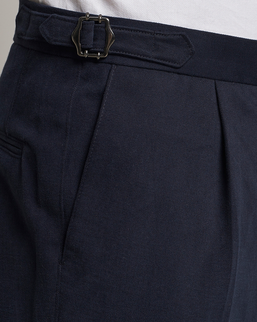 Men | Trousers | Oscar Jacobson | Delon Brushed Cotton Trousers Navy