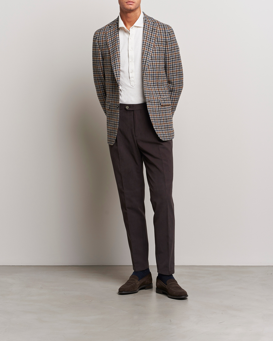 Men | Trousers | Oscar Jacobson | Delon Brushed Cotton Trousers Brown