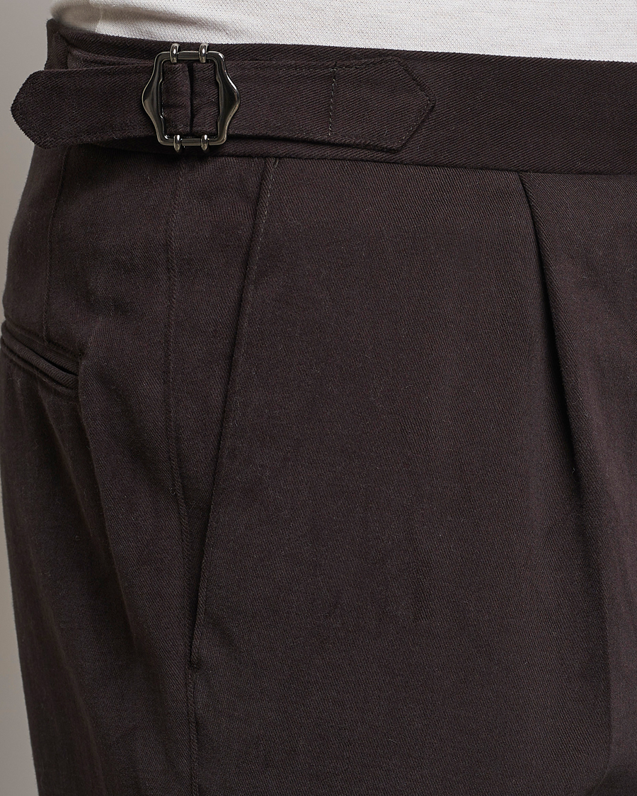 Men | Trousers | Oscar Jacobson | Delon Brushed Cotton Trousers Brown