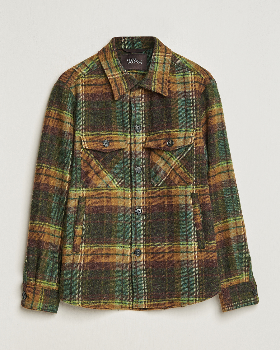 Men | Shirts | Oscar Jacobson | Maverick Moon Checked Overshirt Green
