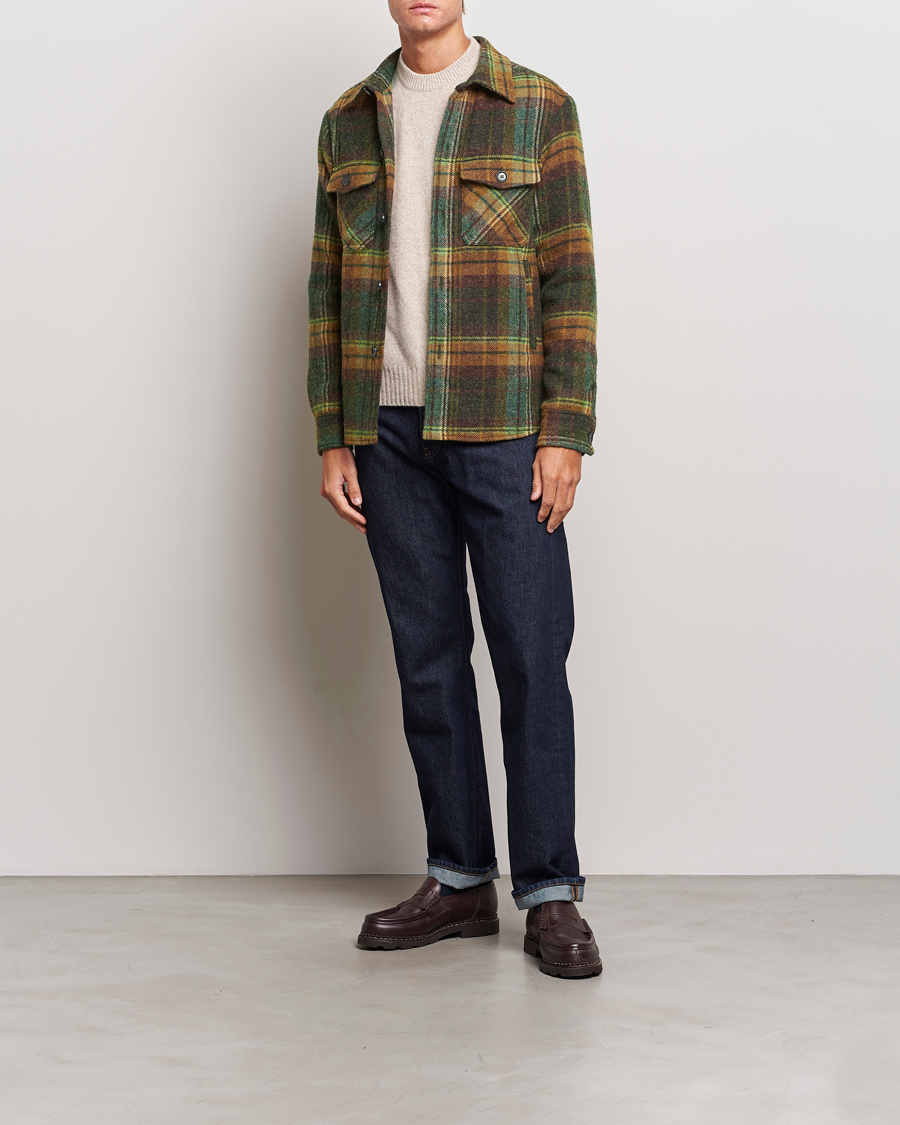 Men | Shirts | Oscar Jacobson | Maverick Moon Checked Overshirt Green