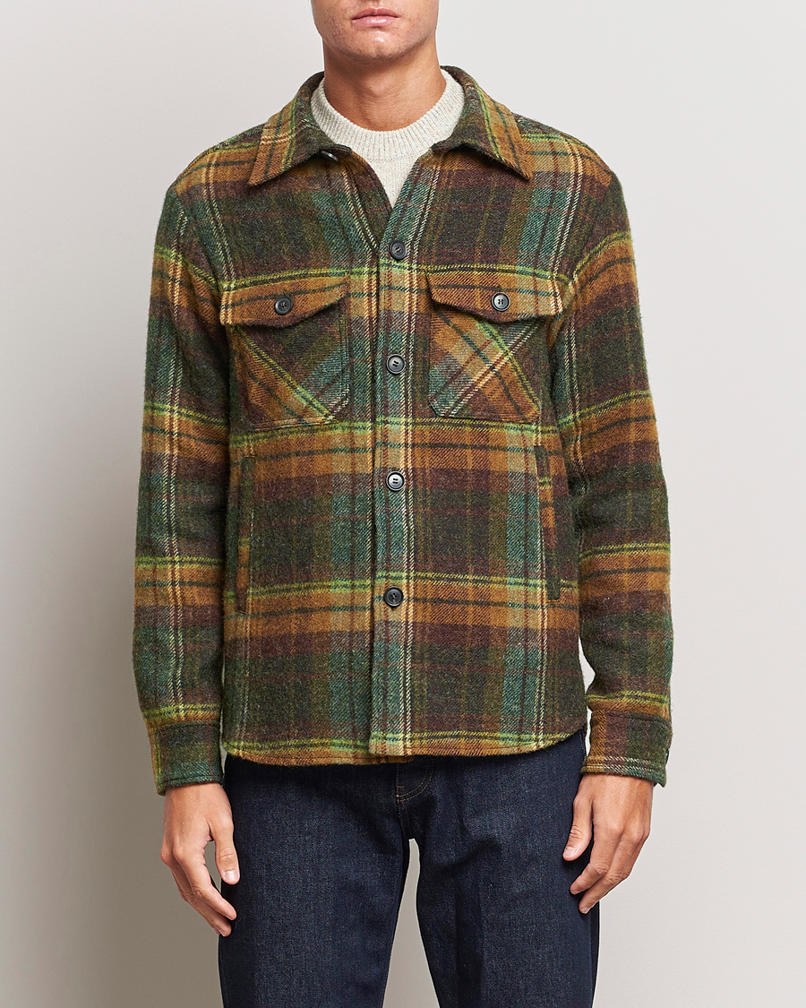 Men | Shirts | Oscar Jacobson | Maverick Moon Checked Overshirt Green