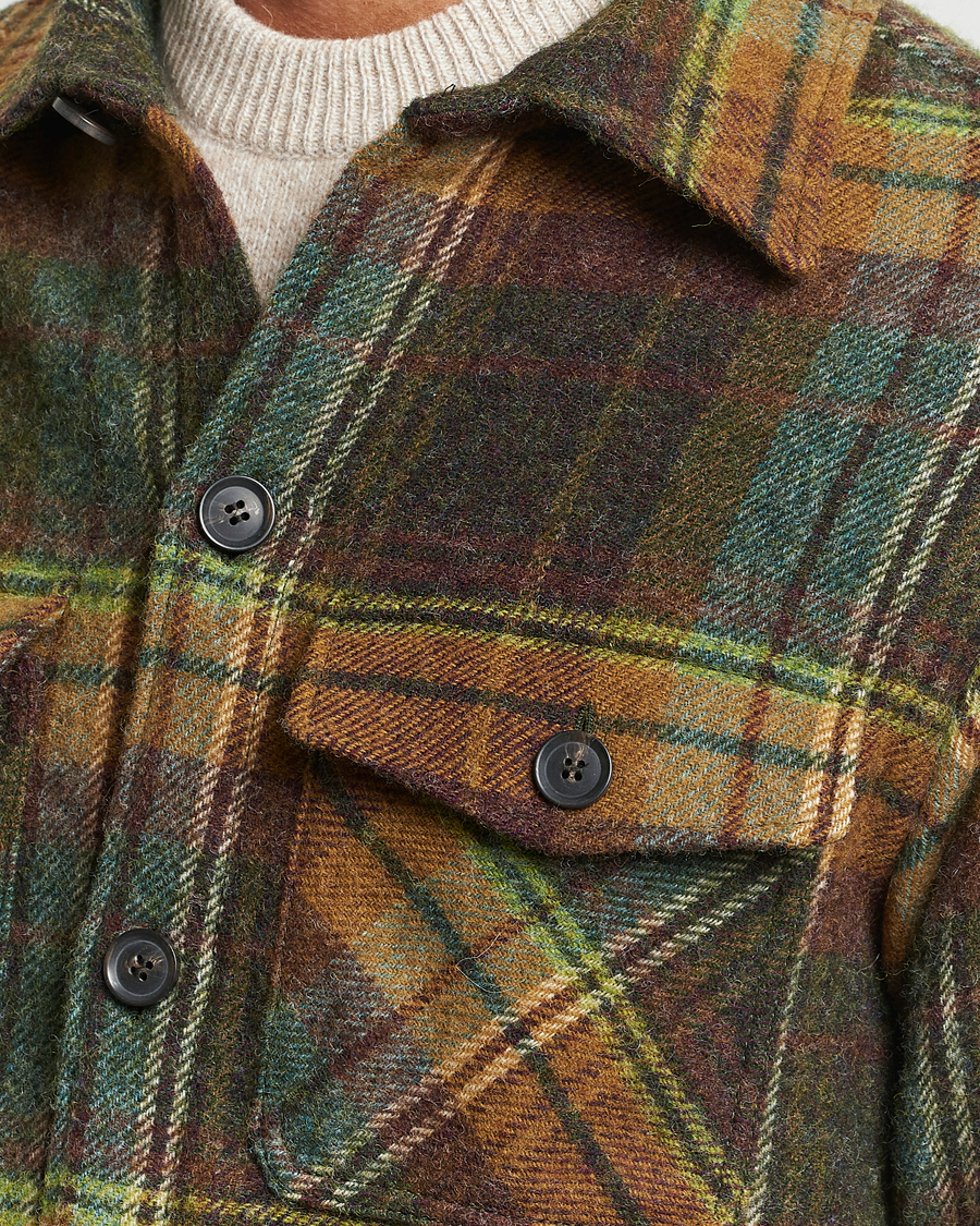 Men | Shirts | Oscar Jacobson | Maverick Moon Checked Overshirt Green