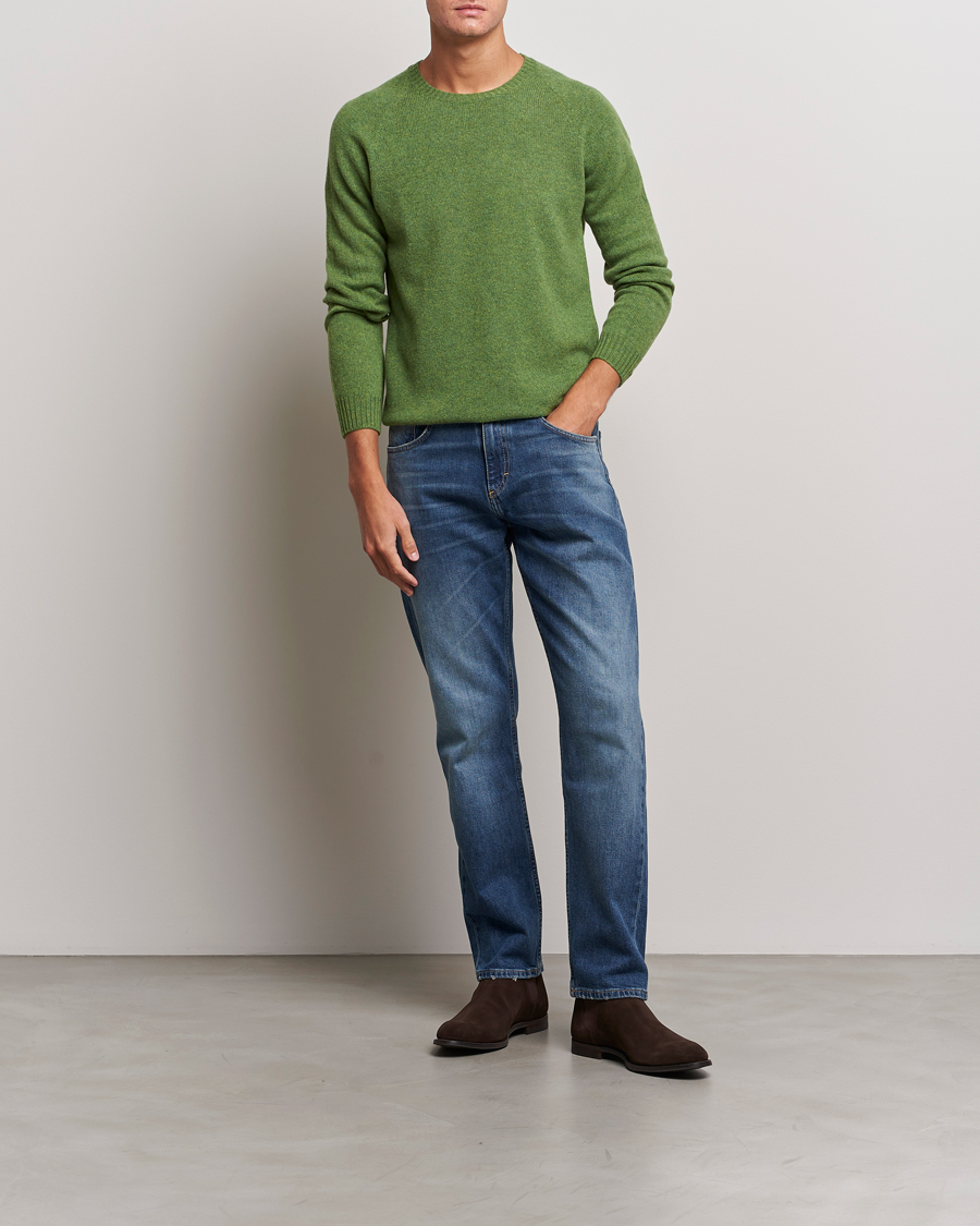 Men | Sweaters & Knitwear | Oscar Jacobson | Kendal Raglan Wool Crewneck Green