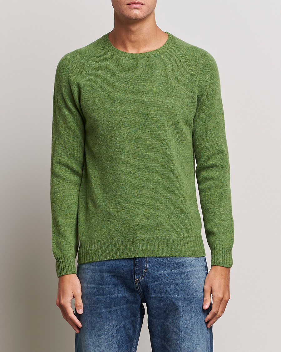 Men | Sweaters & Knitwear | Oscar Jacobson | Kendal Raglan Wool Crewneck Green