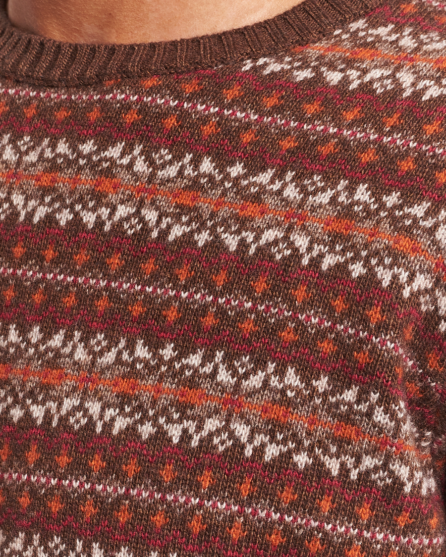 Men | Sweaters & Knitwear | Oscar Jacobson | Pete Fairisle Wool/Cashmere Crewneck Red