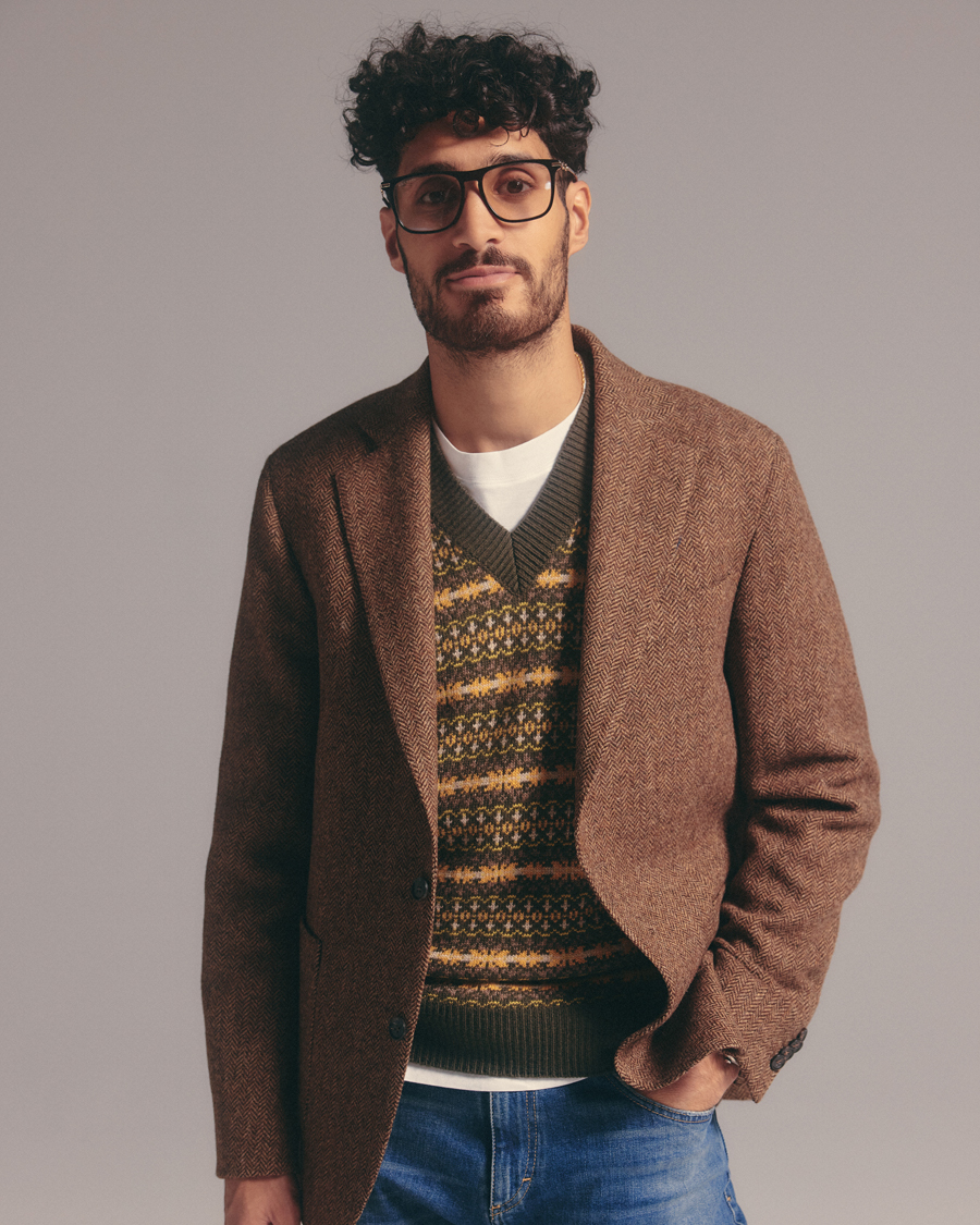 Men | Sweaters & Knitwear | Oscar Jacobson | Lucas Fairisle Wool/Cashmere Vest Green